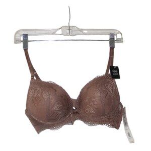 Rene Rofe Undewire Push Up Bra Lightly Padded 36B Nylon Spandex Sepia Brown NWT